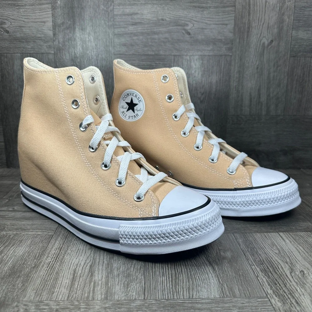 Converse All Star Lux Wedge Women 11 Tan Peach Canvas High Top NEW